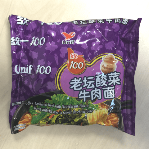 #304: Unif 100 Instant Noodles "Artificial Beef with Sauerkraut Flavor" (Update 2022)
