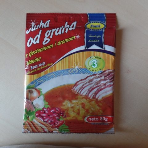#1028: Fami Juha od Graha s Tjesteninom i Aromom Slanine (Bean Soup with Pasta and Bacon Flavour)