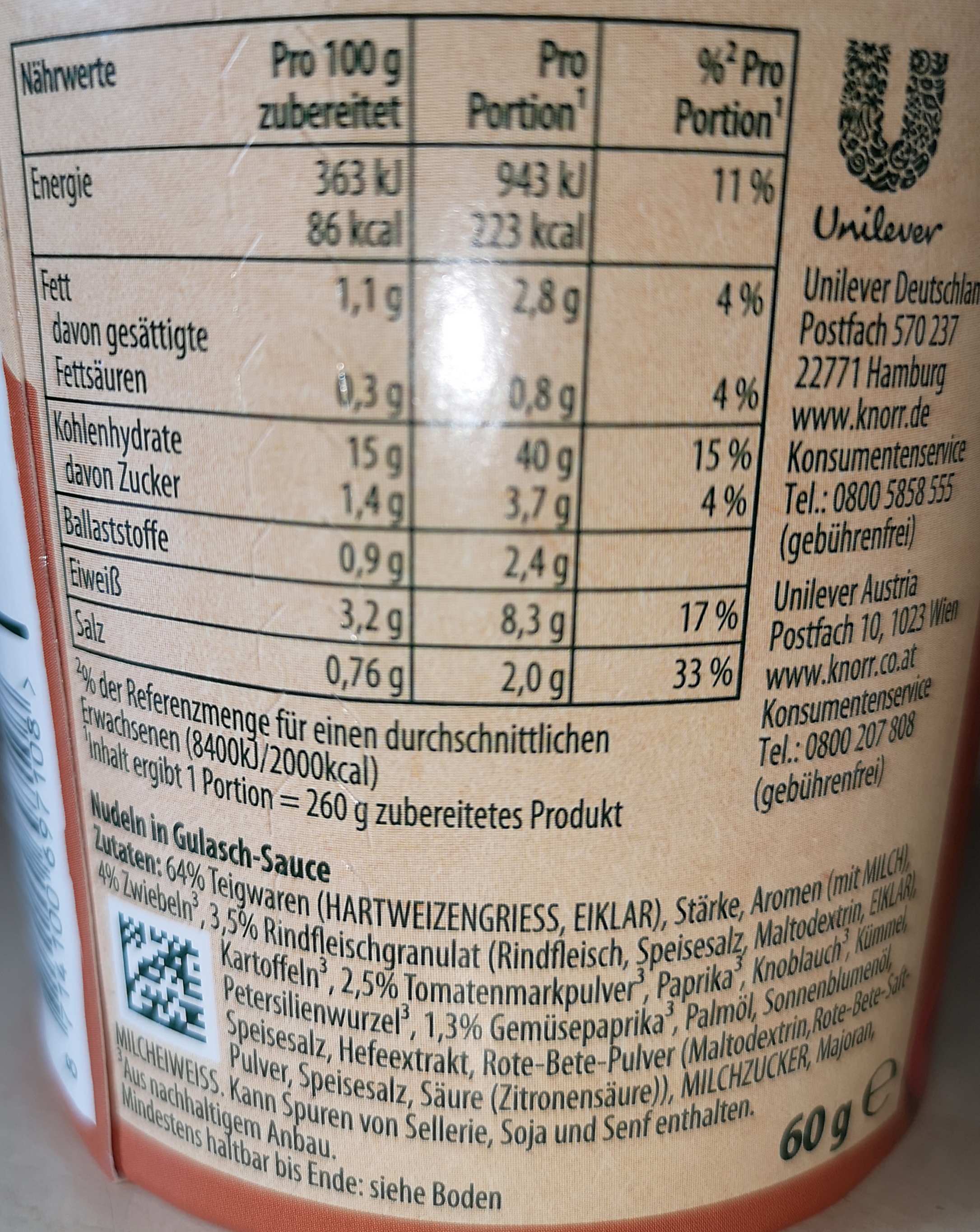 #1281: Knorr "Pasta Snack Gulasch-Sauce" (Update 2022)