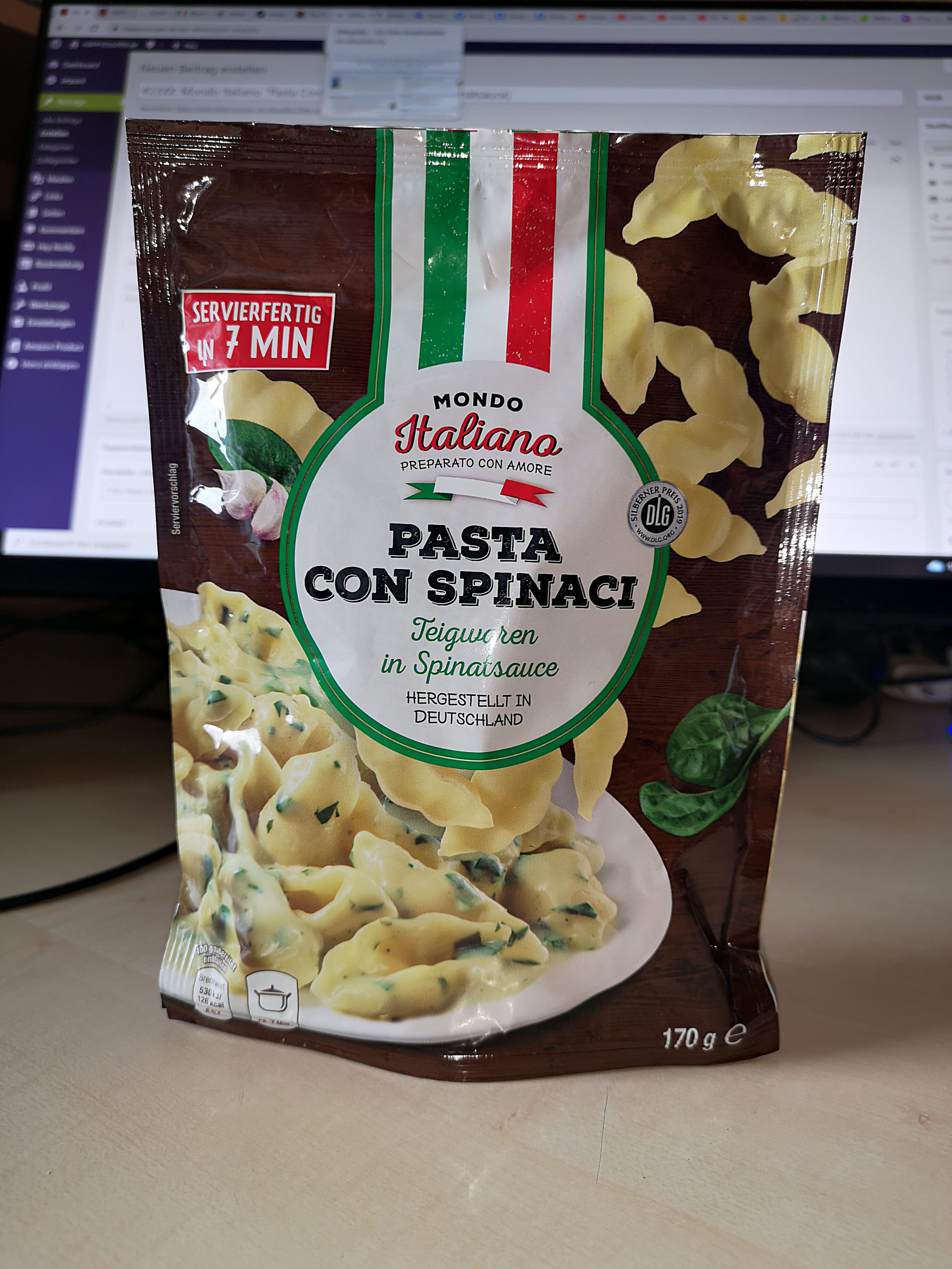 #2394: Mondo Italiano "Pasta Con Spinaci" (Teigwaren in Spinatsauce)